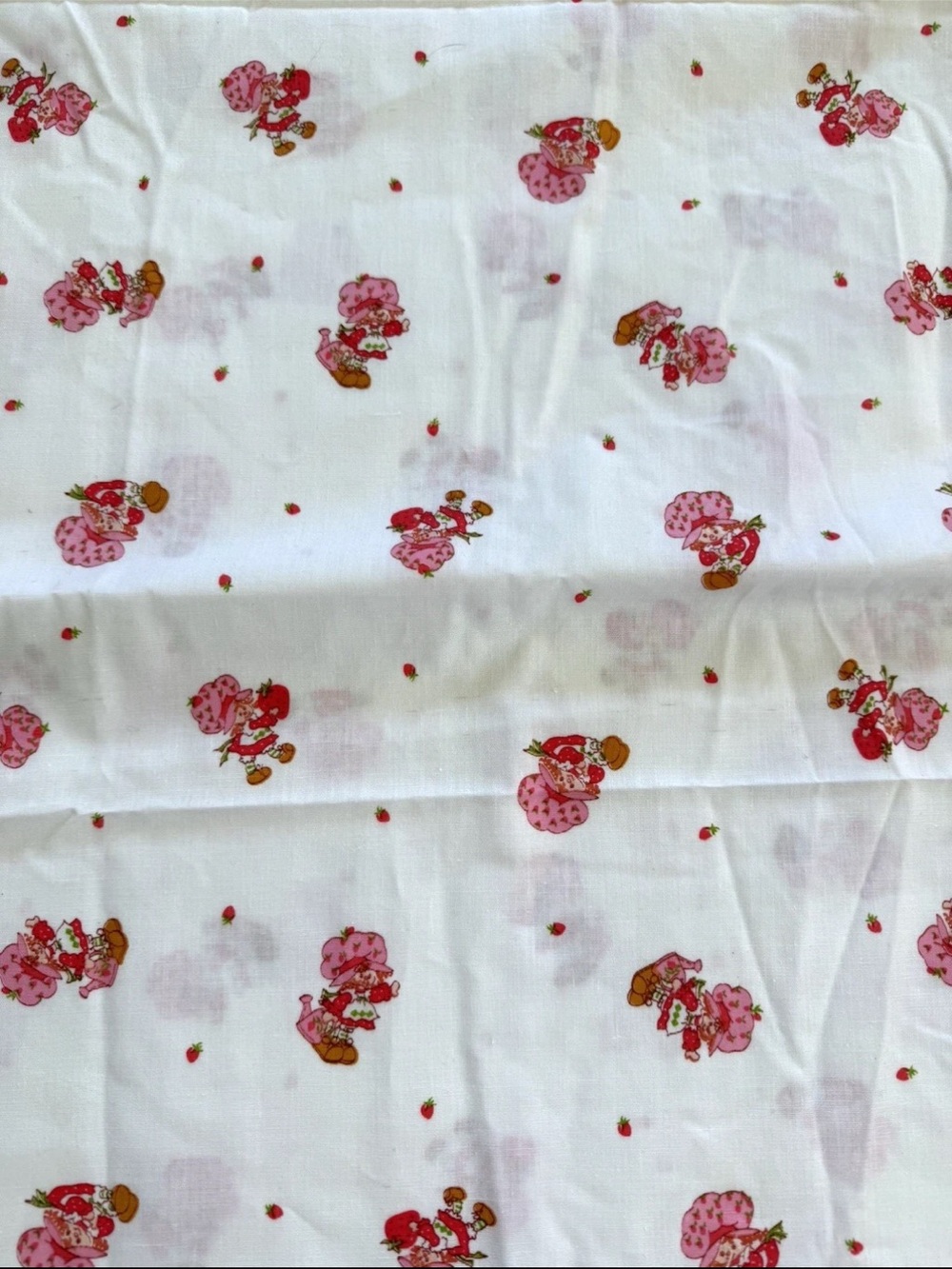 VTG 1980s Novelty Strawberry Shortcake Quilting Cotton Fabric 1 Yard +6” L X45”W